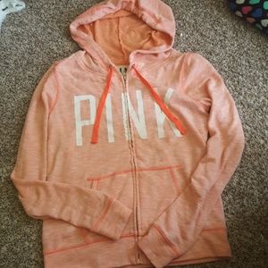 Orange PINK zip up hoodie size small!